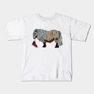 Shetland pony with a sneaker Kids T-Shirt